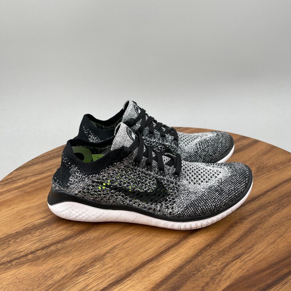 Nike Free RN Flyknit Shoes Womens Size 5 Black Oreo Running Comfort Walking Gym